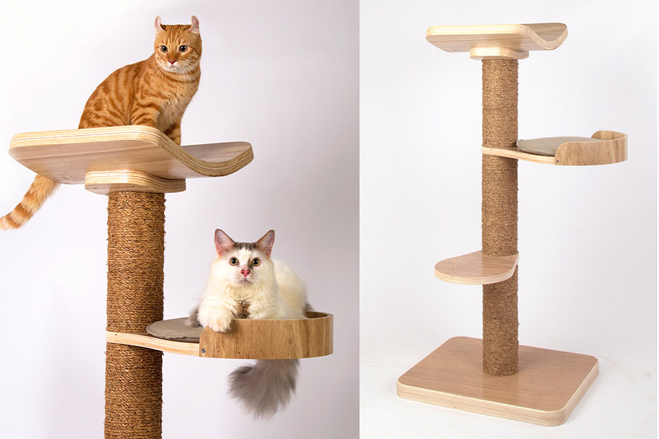 Uncommon Goods Singapore  makes a tall and durable cat tree with platforms for 2 cats