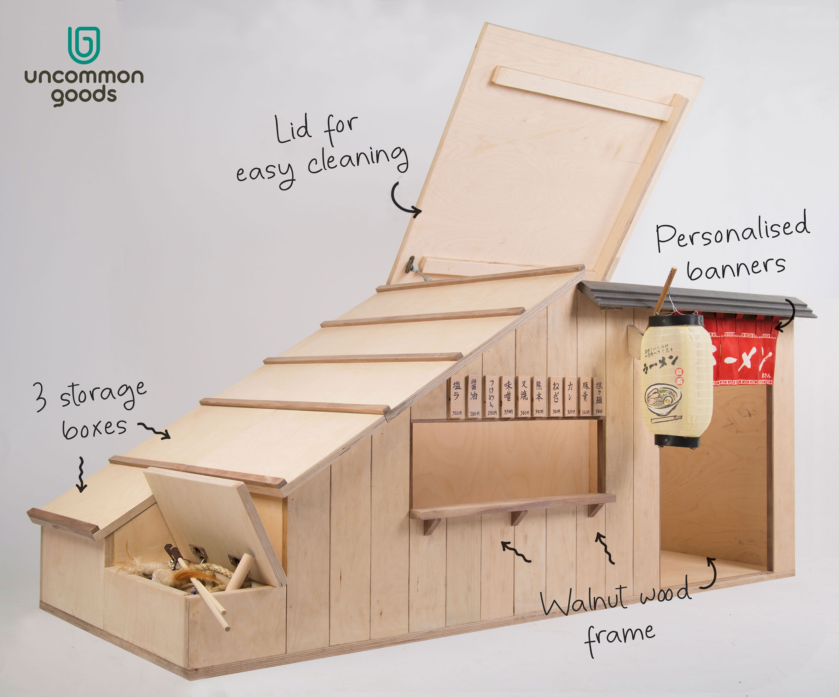 Uncommon Goods Singapore makes a thematic dog house for a Shiba Inu