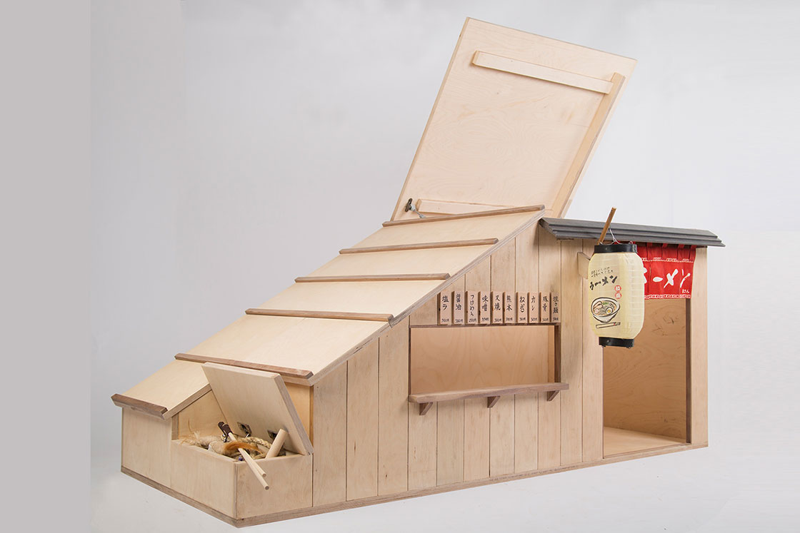 Uncommon Goods Singapore makes a ramen themed dog house for a shiba inu